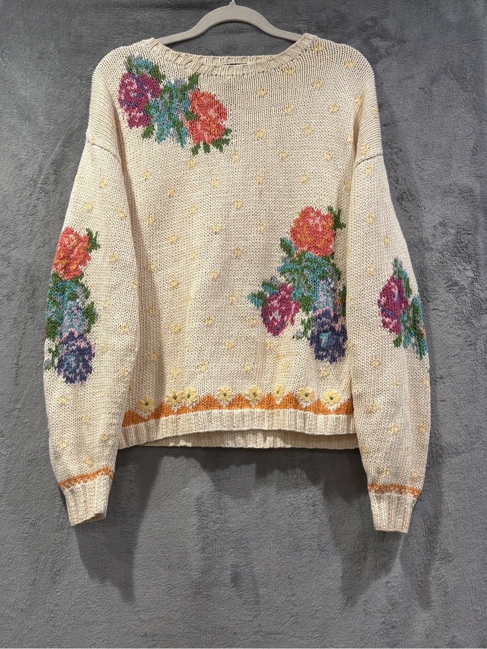 Vintage Preswick & Moore Floral Knit Sweater Size M Cottagecore Prairie Grandma